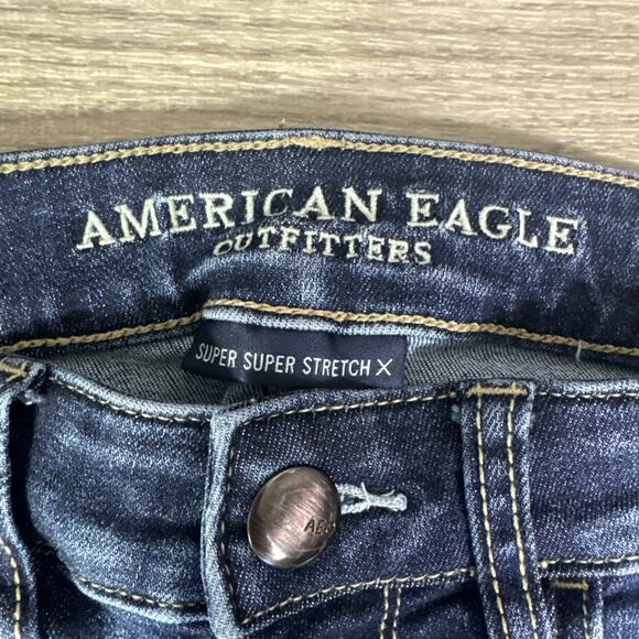American Eagle Ripped Hi-Rise Jegging Skinny Jeans Dark Wash sz 4 Short - Picture 5 of 9